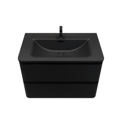Meuble salle de bain suspendu PEARL 80 cm - Noir mat