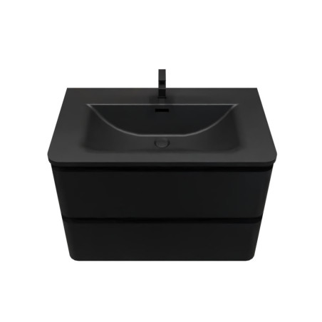 Meuble salle de bain suspendu PEARL 80 cm - Noir mat