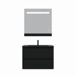 Meuble salle de bain PEARL 80 cm avec miroir LED Etal - Noir mat