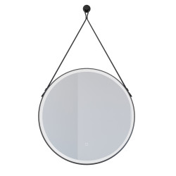 Miroir LED RING - Diamètre 60 cm - contour + lanière noir