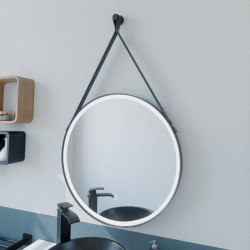 Miroir LED RING - Diamètre 60 cm - contour + lanière noir