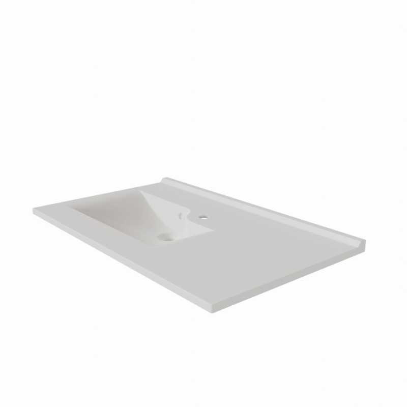 Plan simple vasque RESILOGE 90 cm x 55 cm vasque déportée à gauche Plan simple vasque RESILOGE 90 cm x 55 cm vasque déportée à gauche
