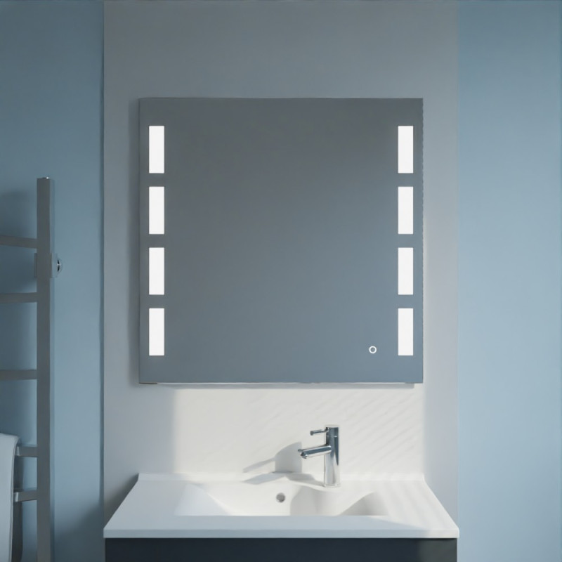 Miroir anti-buée PRESTIGE 80x80 cm - éclairage intégré à LED et interrupteur sensitif Miroir anti-buée PRESTIGE 80x80 cm - éclairage intégré à LED et interrupteur sensitif