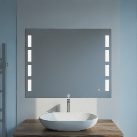Miroir anti-buée PRESTIGE 100x80 cm - éclairage intégré à LED et interrupteur sensitif