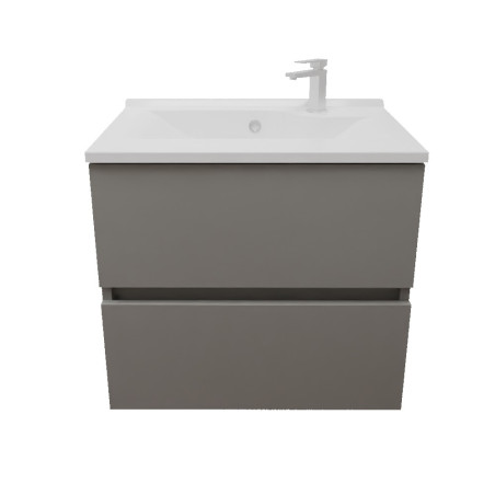 Meuble salle de bain suspendu tout inox 60 cm avec plan vasque résine ROSINOX - Gris Mat