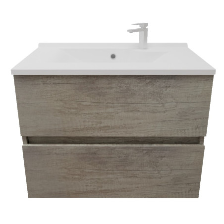 Meuble salle de bain suspendu tout inox 70 cm ROSINOX avec plan vasque ROSINOX - Chêne