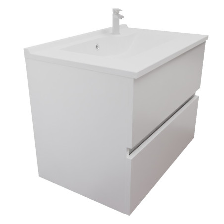 Meuble salle de bain suspendu tout inox 70 cm ROSINOX avec plan vasque ROSINOX - Blanc mat