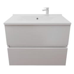 Meuble salle de bain suspendu tout inox 70 cm ROSINOX avec plan vasque ROSINOX - Blanc mat