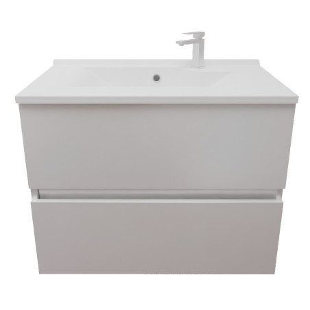Meuble salle de bain suspendu tout inox 70 cm ROSINOX avec plan vasque ROSINOX - Blanc mat