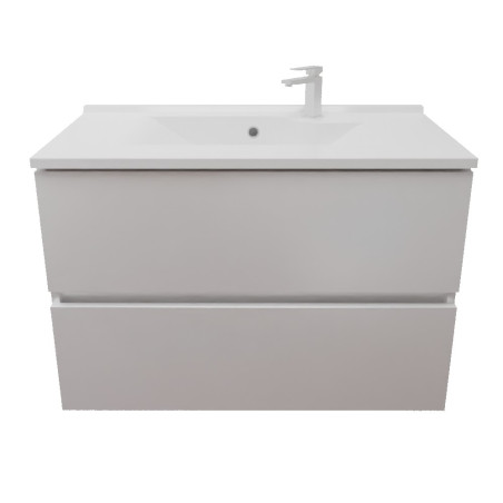 Meuble salle de bain suspendu tout inox 80 cm ROSINOX avec plan vasque ROSINOX - Blanc mat