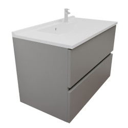 Meuble salle de bain suspendu tout inox 80 cm ROSINOX avec plan vasque ROSINOX - Gris clair