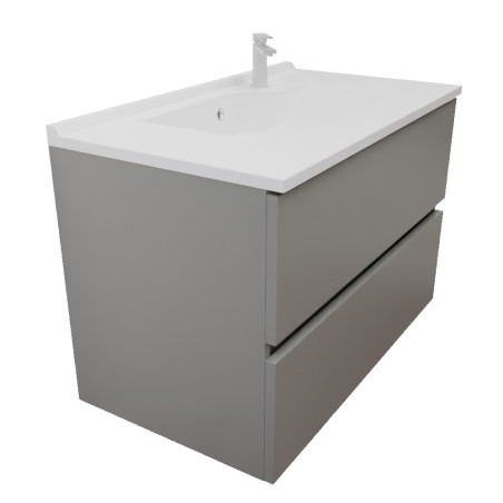 Meuble salle de bain suspendu tout inox 80 cm ROSINOX avec plan vasque ROSINOX - Gris clair