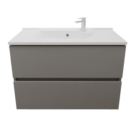 Meuble salle de bain suspendu tout inox 80 cm ROSINOX avec plan vasque ROSINOX - Gris clair