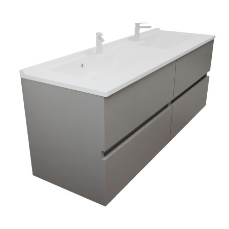 Meuble salle de bain suspendu tout inox 120 cm ROSINOX avec plan vasque ROSINOX - Gris clair