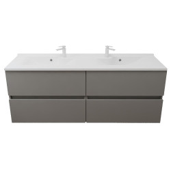 Meuble salle de bain suspendu tout inox 120 cm ROSINOX avec plan vasque ROSINOX - Gris clair