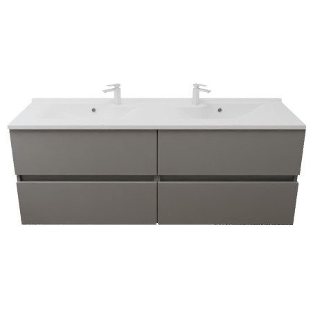 Meuble salle de bain suspendu tout inox 120 cm ROSINOX avec plan vasque ROSINOX - Gris clair