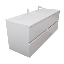 Meuble salle de bain suspendu tout inox 120 cm ROSINOX avec plan vasque ROSINOX - Blanc mat