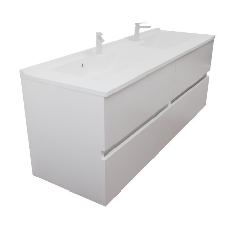 Meuble salle de bain suspendu tout inox 120 cm ROSINOX avec plan vasque ROSINOX - Blanc mat
