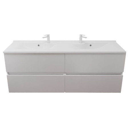 Meuble salle de bain suspendu tout inox 120 cm ROSINOX avec plan vasque ROSINOX - Blanc mat