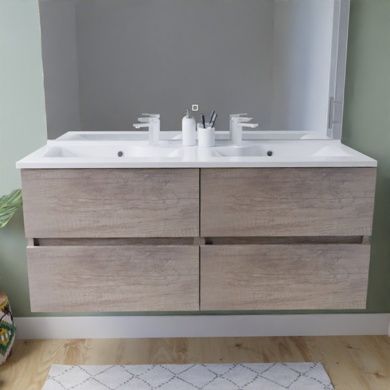 Meuble salle de bain suspendu tout inox 120 cm ROSINOX avec plan vasque ROSINOX - Chêne Meuble salle de bain suspendu tout inox 120 cm ROSINOX avec plan vasque ROSINOX - Chêne