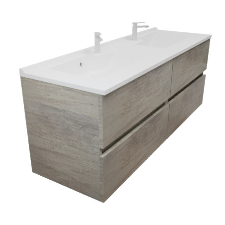Meuble salle de bain suspendu tout inox 120 cm ROSINOX avec plan vasque ROSINOX - Chêne