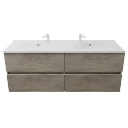 Meuble salle de bain suspendu tout inox 120 cm ROSINOX avec plan vasque ROSINOX - Chêne