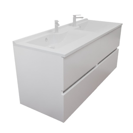Meuble salle de bain suspendu tout inox 140 cm ROSINOX avec plan vasque ROSINOX - Blanc mat