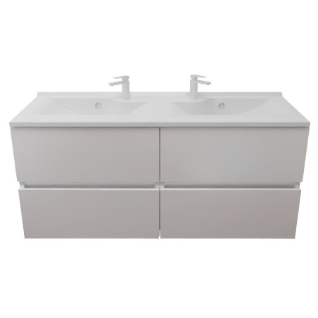 Meuble salle de bain suspendu tout inox 140 cm ROSINOX avec plan vasque ROSINOX - Blanc mat