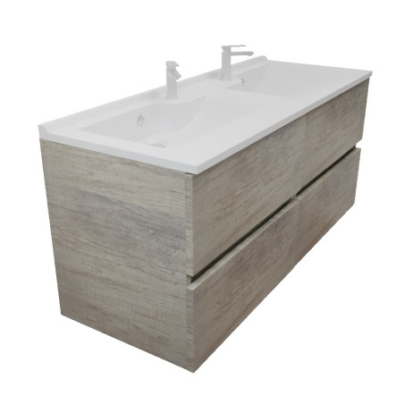 Meuble salle de bain suspendu tout inox 140 cm ROSINOX avec plan vasque ROSINOX - Chêne