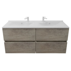 Meuble salle de bain suspendu tout inox 140 cm ROSINOX avec plan vasque ROSINOX - Chêne