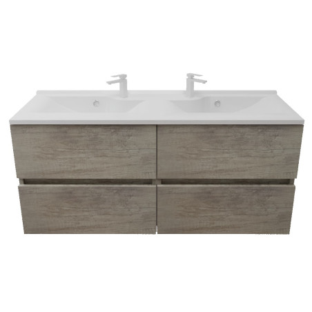 Meuble salle de bain suspendu tout inox 140 cm ROSINOX avec plan vasque ROSINOX - Chêne