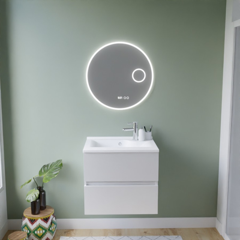 Meuble ROSINOX 60 cm avec plan vasque et miroir - Blanc Mat Meuble ROSINOX 60 cm avec plan vasque et miroir - Blanc Mat