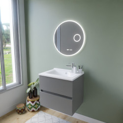 Meuble ROSINOX 60 cm avec plan vasque et miroir - Gris clair