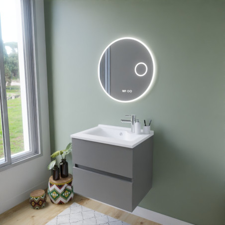Meuble ROSINOX 60 cm avec plan vasque et miroir - Gris clair
