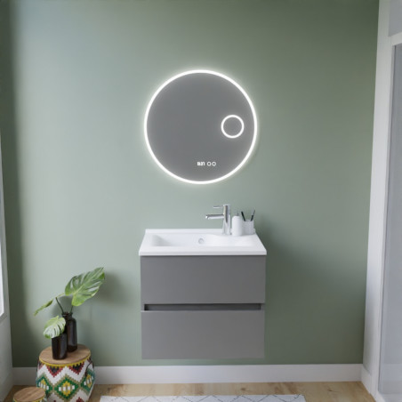 Meuble ROSINOX 60 cm avec plan vasque et miroir - Gris clair