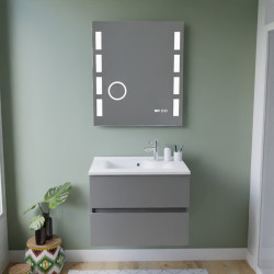 Meuble ROSINOX 70 cm avec plan vasque et miroir Excellence - Gris clair mat