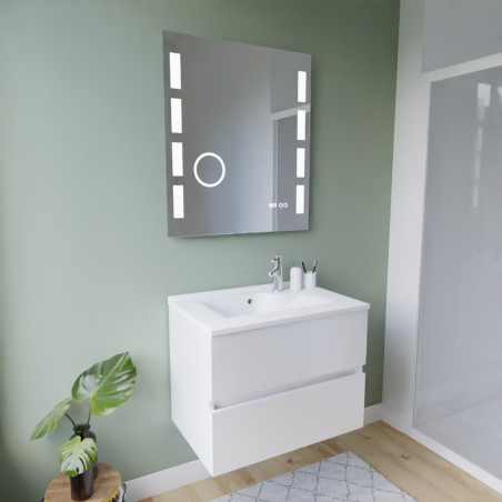 Meuble ROSINOX 70 cm avec plan vasque et miroir Excellence - Blanc mat