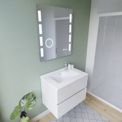 Meuble ROSINOX 70 cm avec plan vasque et miroir Excellence - Blanc mat