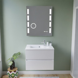 Meuble ROSINOX 70 cm avec plan vasque et miroir Excellence - Blanc mat