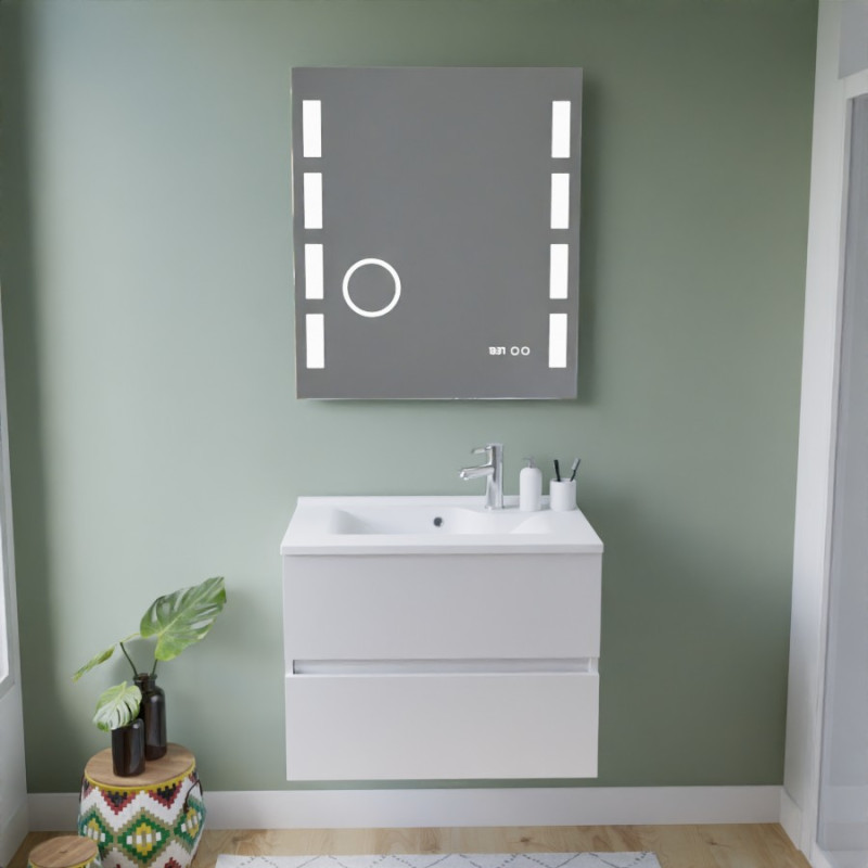 Meuble ROSINOX 70 cm avec plan vasque et miroir Excellence - Blanc mat Meuble ROSINOX 70 cm avec plan vasque et miroir Excellence - Blanc mat