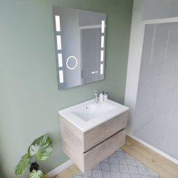 Meuble ROSINOX 70 cm avec plan vasque et miroir Excellence - Chêne