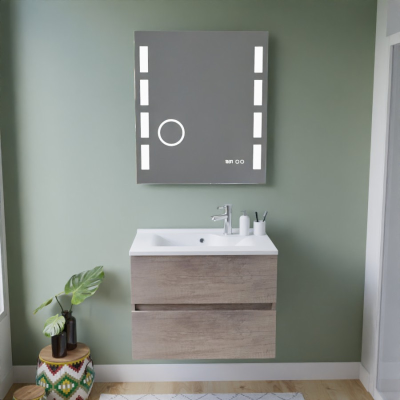 Meuble ROSINOX 70 cm avec plan vasque et miroir Excellence - Chêne Meuble ROSINOX 70 cm avec plan vasque et miroir Excellence - Chêne