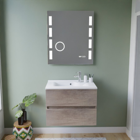 Meuble ROSINOX 70 cm avec plan vasque et miroir Excellence - Chêne
