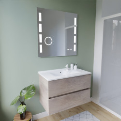 Meuble ROSINOX 80 cm avec plan vasque et miroir Excellence - Chêne