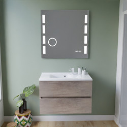 Meuble ROSINOX 80 cm avec plan vasque et miroir Excellence - Chêne