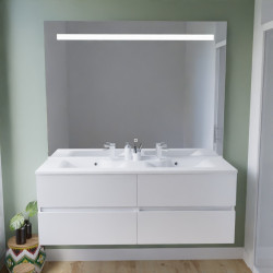 Meuble salle de bain suspendu tout inox 140 cm ROSINOX avec plan vasque et miroir Elegance ht105 - Blanc mat