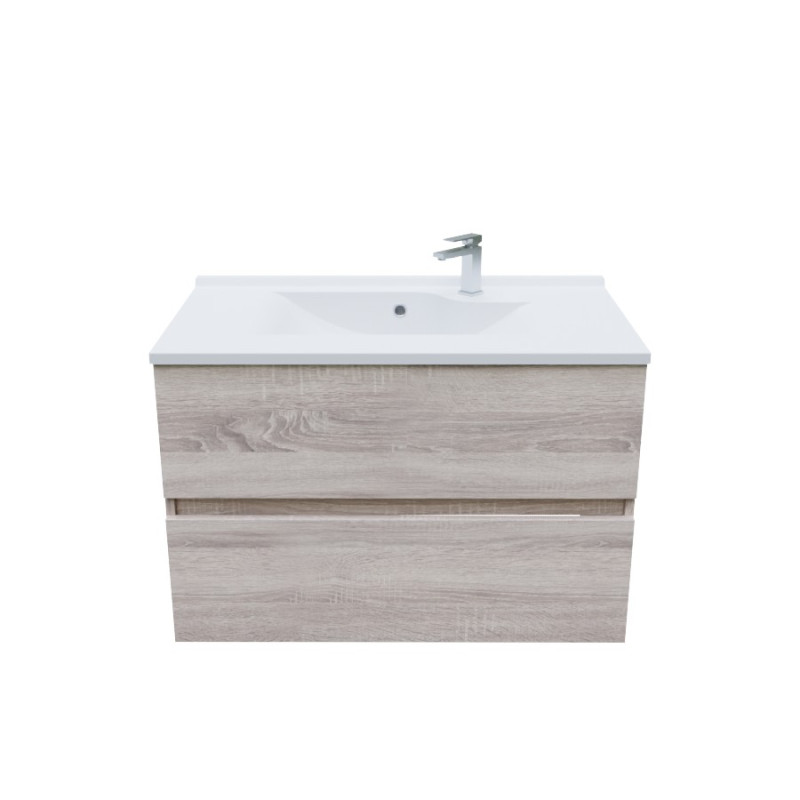 Meuble salle de bain suspendu 80 cm avec plan vasque en résine ROSALY - Cambrian Oak aspect chêne Meuble salle de bain suspendu 80 cm avec plan vasque en résine ROSALY - Cambrian Oak aspect chêne