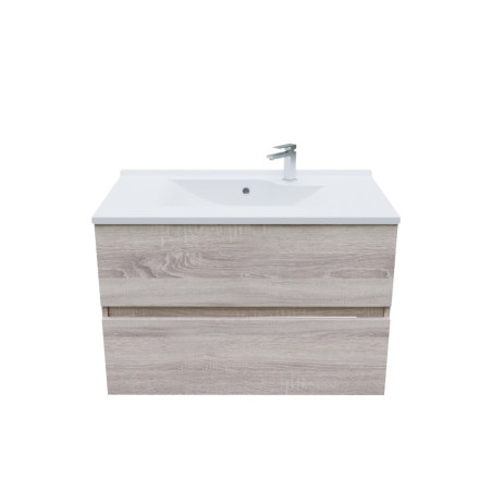 Meuble salle de bain suspendu 80 cm avec plan vasque en résine ROSALY - Cambrian Oak aspect chêne