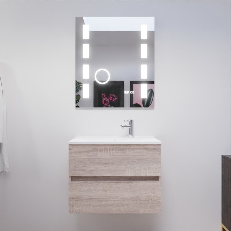 Meuble ROSALY 70 cm avec plan vasque en résine et miroir Excellence - Cambrian Oak Chêne Meuble ROSALY 70 cm avec plan vasque en résine et miroir Excellence - Cambrian Oak Chêne