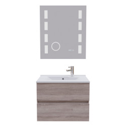 Meuble ROSALY 70 cm avec plan vasque en résine et miroir Excellence - Cambrian Oak Chêne